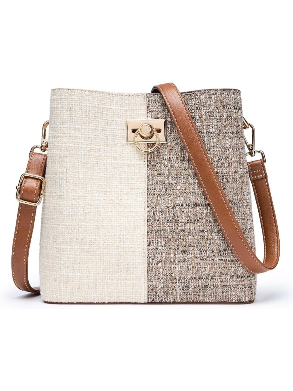 Stylish Vegan Leather Crossbody Bag for Women | Fashionable Bucket Handbag with